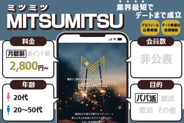 パパ活アプリ「MITSUMITSU（ミツミツ）」