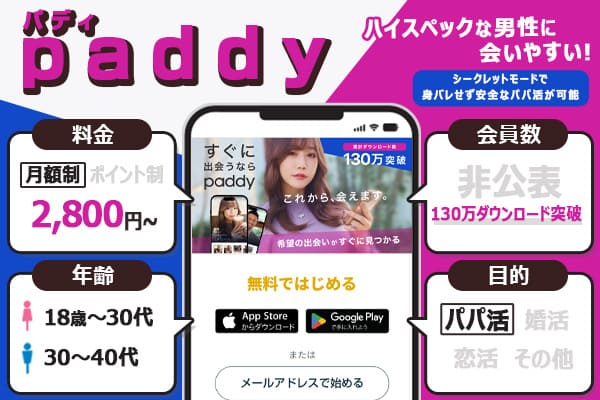 パパ活アプリ「paddy（パディ）」